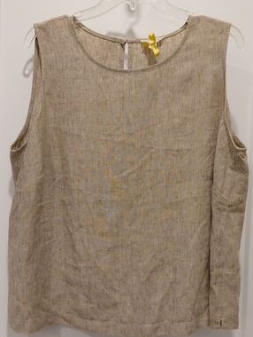 Eileen Fisher Neutral Beige Linen-Blend Sleeveless Tank...Size 1X...EUC